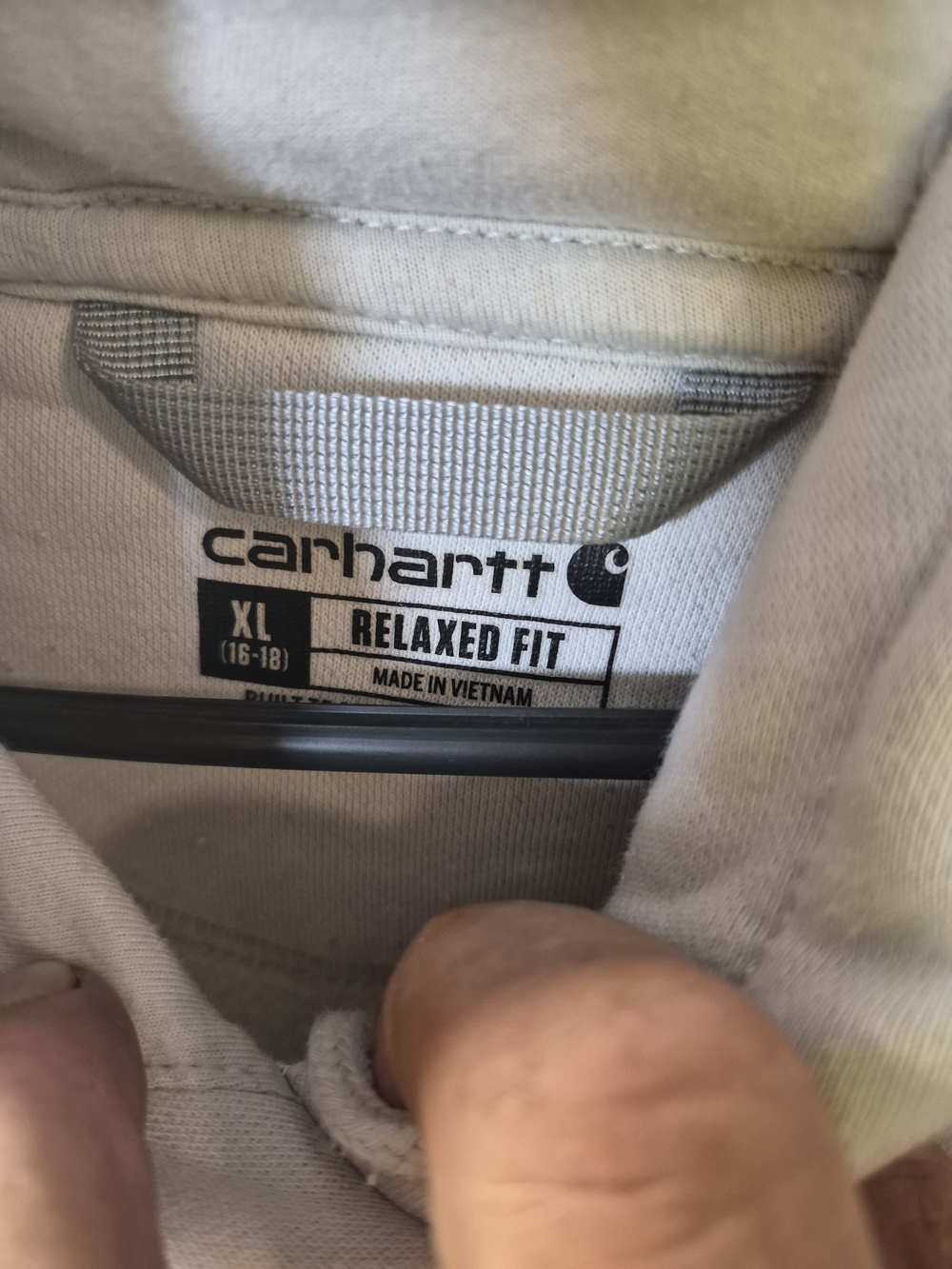 Carhartt Men's Light Gray Logo Hoodie Bin 50 - Picture 5 of 5